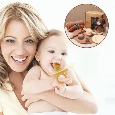 coffret cadeau naissance ourson 7 pièces avec maman