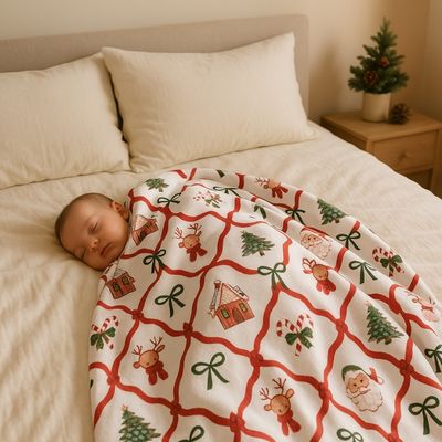 couverture bebe polaire motif de noël