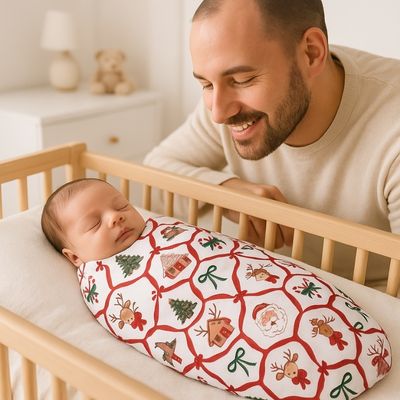 couverture bebe polaire motif de noël emmaillotage