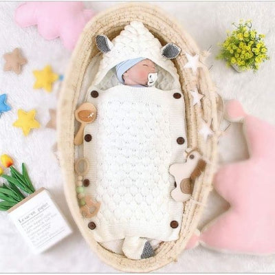 couverture bébé tricot couette de sommeil blanc cassé