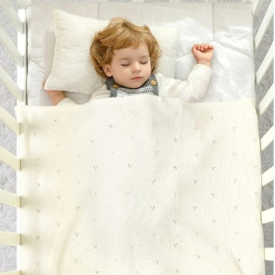 couverture bébé tricot nid de rêves  blanc