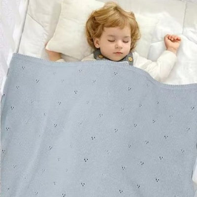 couverture bébé tricot nid de rêves  bleu azur