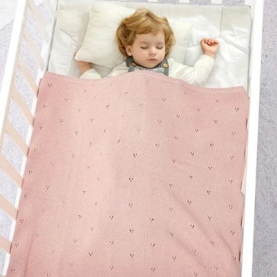 couverture bébé tricot nid de rêves  rose poudre