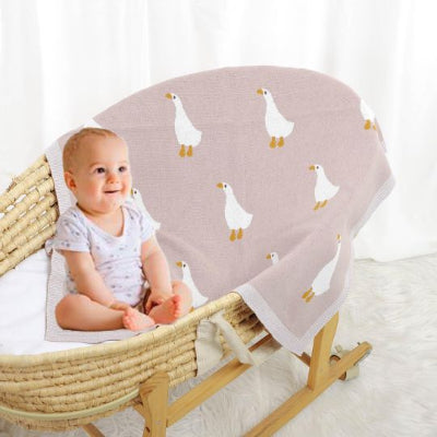 couverture bébé tricot rêves de caneton rose