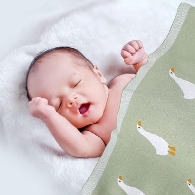 couverture bébé tricot rêves de caneton verte