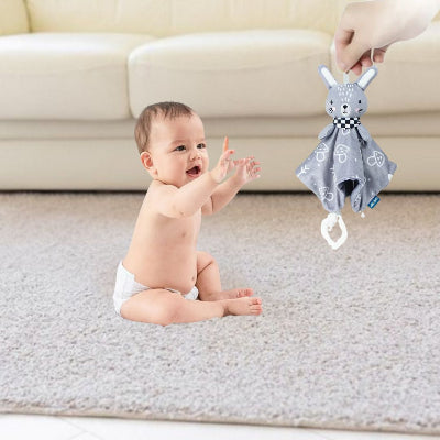 doudou bebe animaux nordiques 3 en 1 lapin gris