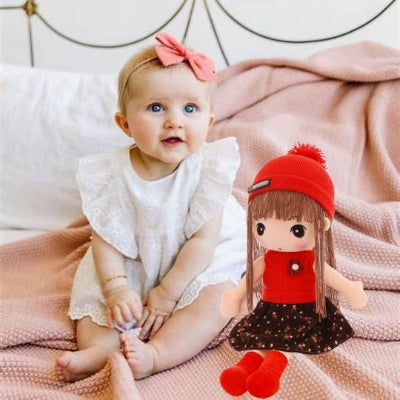 doudou bébé fille peluche princesse rouge