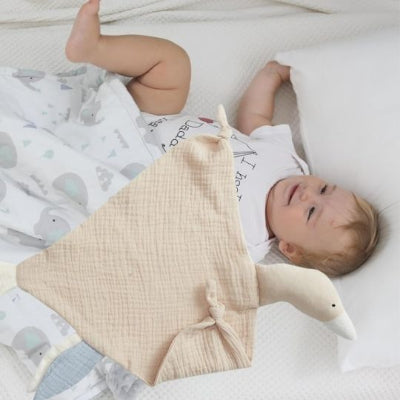 doudou bébé oie en mousseline respirant