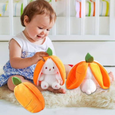 doudou lapin peluche fruits oranges