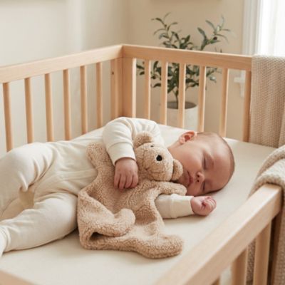 doudou  ours mignon avec bébé qui dort