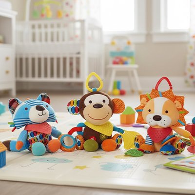 Jouet bebe peluche d’éveil multicolore