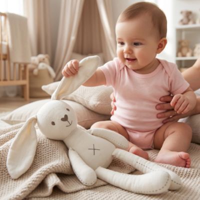 lapin en peluche doux lapinou variante blanc