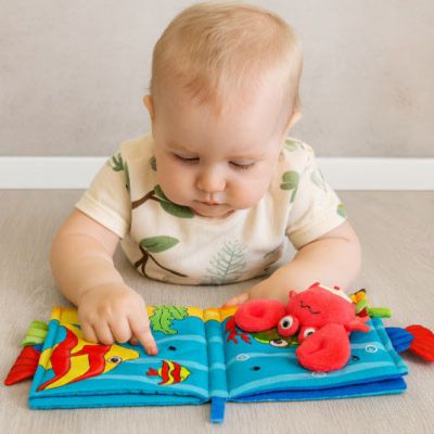 livre bebe en tissus animaux marins éveil sensoriel