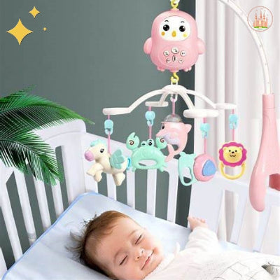 mobile bébé portable pour berceau rose