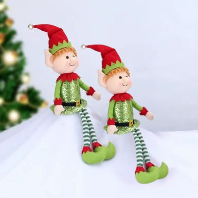 peluche poupée elfe de noël duo verte