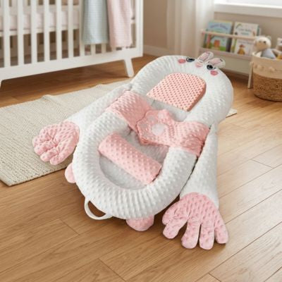 réducteur de lit bébé anti-vomissement  lapin rose