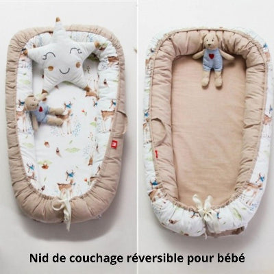 réducteur de lit bebe cerf kaki double face