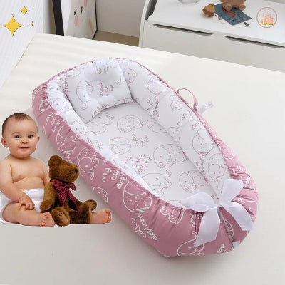 protection de lit bébé éléphant rose