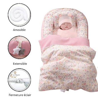 réducteur de lit rose petits lapins nid câlin