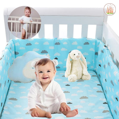 tour de lit bleu pour lit bébé