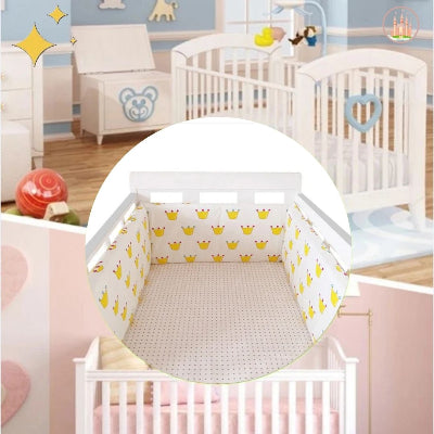 protection murale avec le tour de lit bébé couronne jaune