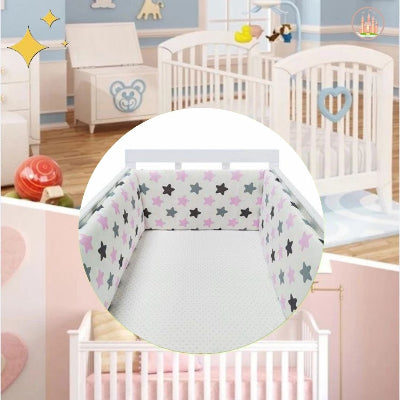 accessoire décoration chambre avec tour de lit bébé étoiles roses