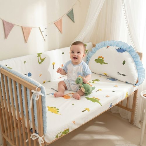 tour de lit bébé coton 4 pièces bleu