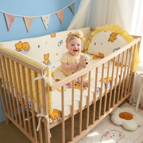 tour de lit bébé coton 4 pièces jaune