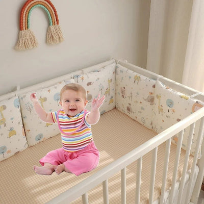 tour de lit bebe jungle animals beige