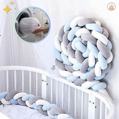 tresse de berceau bébé bleu gris blanc