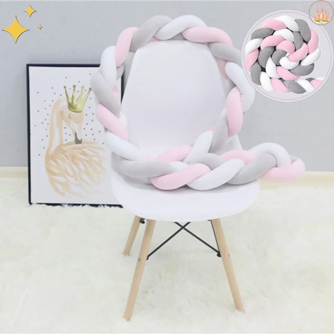 Tresse de lit bebe Rose Gris Blanc