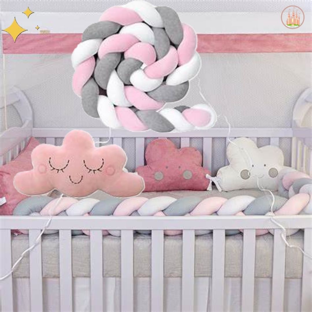 Tresse de lit bebe Rose Gris Blanc