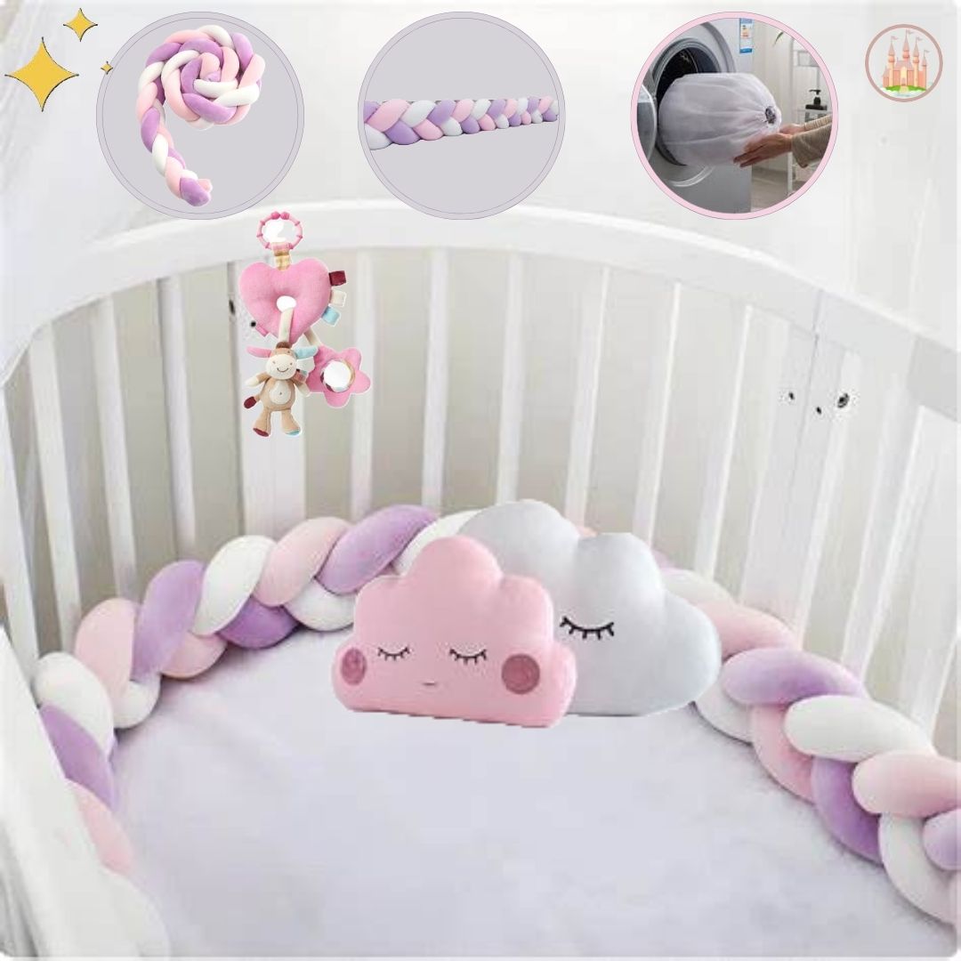 Tresse de lit bébé Violet Rose Blanc