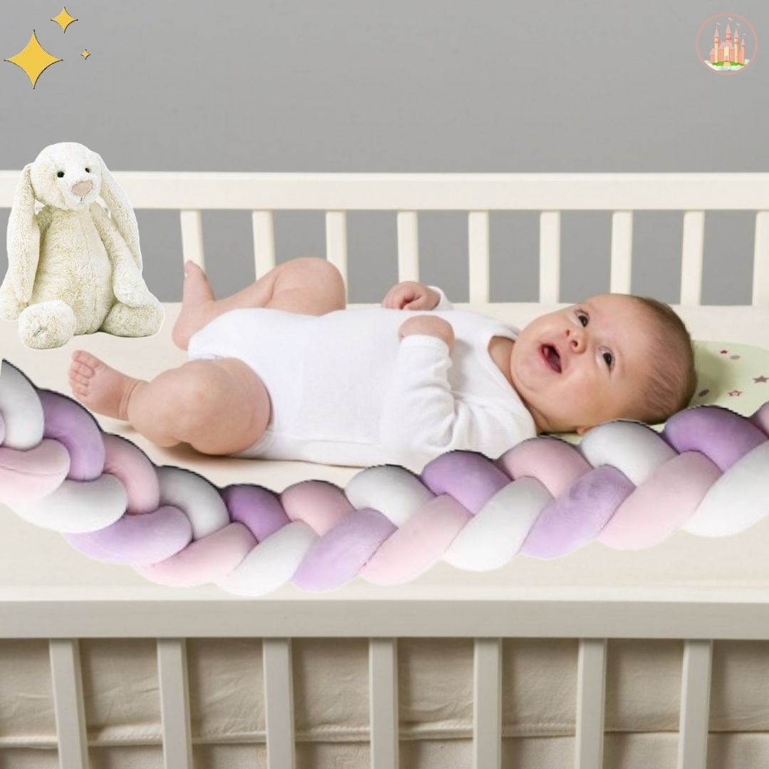 Tresse de lit bébé Violet Rose Blanc