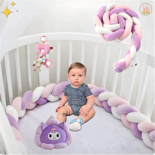 Tresse de lit bébé Violet Rose Blanc